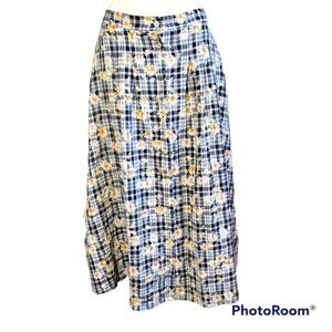 Vintage Maxi Skirt 8 daisy Front button up Cottagecore Country